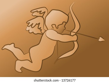 Abstract vector illustration of cupid aiming his arrows