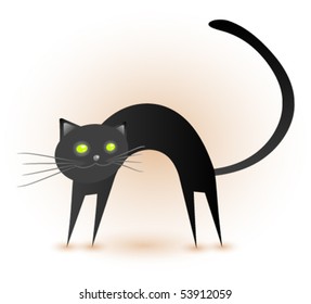 An abstract vector illustration of a cute black cat, ready for rubbing itself against some legs.