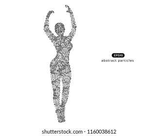 Abstract vector illustration of cyber woman with hands up. You can easily change color.
