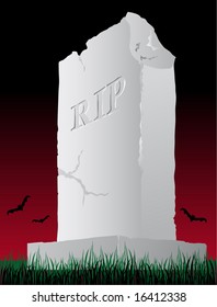 Abstract vector illustration of a damaged tombstone