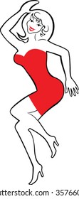 Abstract vector illustration of dancing girl