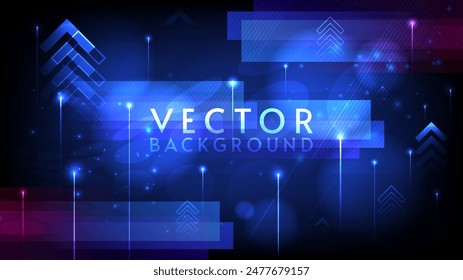 Abstract vector illustration. Dark backdrop with digital elements. Design for background, wallpaper, poster, web. 