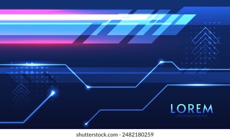 Abstract vector illustration. Dark backdrop with bright neon lines. Design for wallpaper, background, poster, banner, postcard, invitation, web.