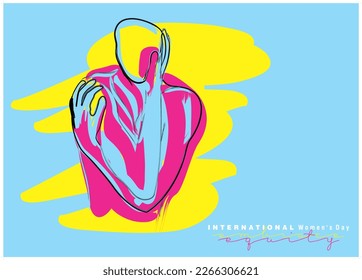 An abstract vector illustration for Women’s Day on the theme of Embrace Equity for 2023 