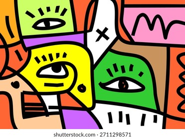 Ilustración vectorial abstracta profundamente influenciada por el cubismo