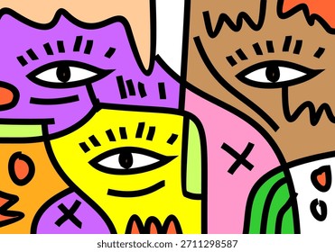 abstract vector illustration deeply influenced by Cubism