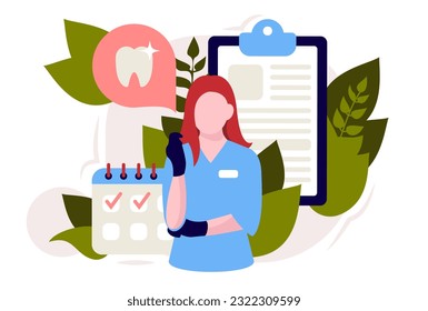 Abstract vector illustration of a dental checkup. Dental care, dental examination, clinical procedure. Vector illustration