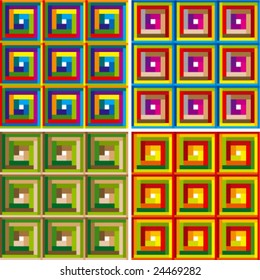 Abstract vector illustration depicting colorful square pattern.