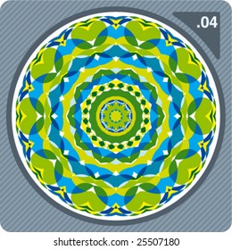 Abstract vector illustration depicting colorful floral kaleidoscope.