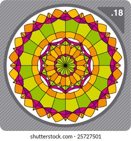 Abstract vector illustration depicting colorful floral ornament.