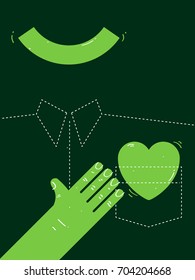 Abstract vector illustration for design flyer, poster or etc. Smile, hand, and hearts. Charity