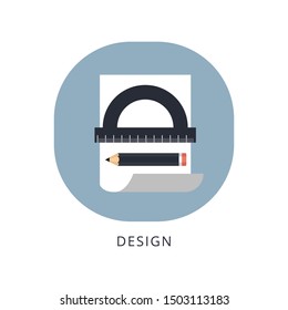 Abstract vector illustration of design tools flat concept.