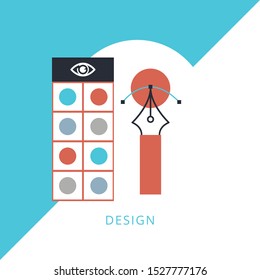 Abstract vector illustration of design tools flat concept. Concept of line icon