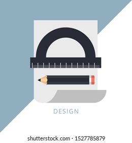 Abstract vector illustration of design tools flat concept. Concept of line icon