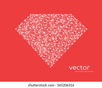 Abstract vector illustration of diamond on red background.