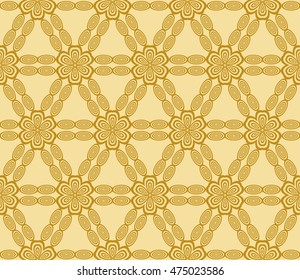 abstract vector illustration of the different geometric elements assembled into a single pattern. seamless texture. for the design, printing, Wallpaper. Golden color