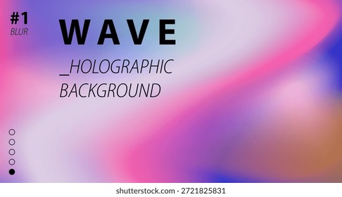 A ilustração vetorial abstrata exibe um gradiente de onda fluente suave em cores holográficas vivas. Fundo digital futurista com efeito de aura.