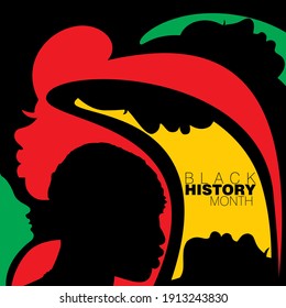 Abstract vector illustration of diverse faces for Black History Month on a black background