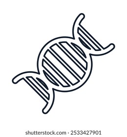 Ilustração vetorial abstrata do modelo de DNA em estilo linear. Elemento de símbolo de ciência natural, descoberta e investigação