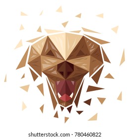 Abstract vector illustration. Dog in low-poly style. Polygonal animal