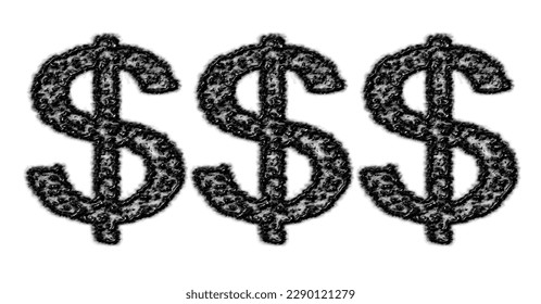 Abstract vector illustration of a dollar sign made of black glass