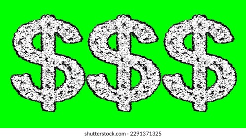 Abstract vector illustration of a dollar sign made of small shredded pieces of paper in the shape of a puzzle