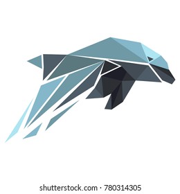 Abstract vector illustration. Dolphin in low-poly style. Polygonal animal