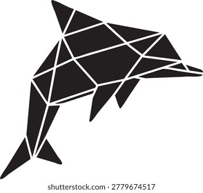 Abstract vector illustration of a dolphin, rendered in a modern geometric polygonal style. Perfect for minimalist design, digital art, logos, and graphic projects.