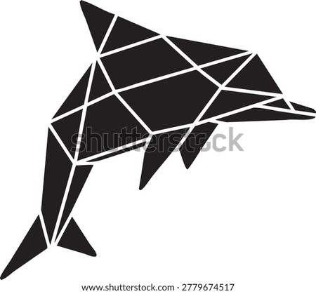 Abstract vector illustration of a dolphin, rendered in a modern geometric polygonal style. Perfect for minimalist design, digital art, logos, and graphic projects.
