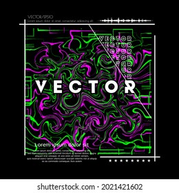 Abstract vector illustration with dominant green and pink colors for t-shirt, poster, banner, flyer design