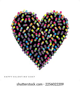 Eine abstrakte Vektorgrafik eines gestrichenen Herzens für den Valentinstag auf weißem Hintergrund