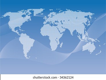 Abstract vector illustration of a dotted worldmap