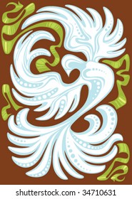 An abstract, vector illustration of a dove with swirling wings surrounded by flowing ribbon, would be a great cover for any holiday greeting