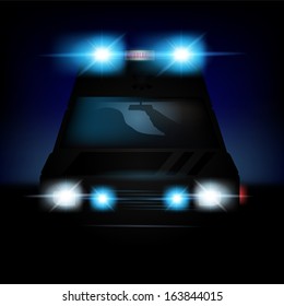 Abstract vector illustration of a dutch ambulance with sirenes