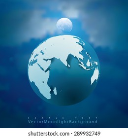 abstract vector illustration with Earth and Moon