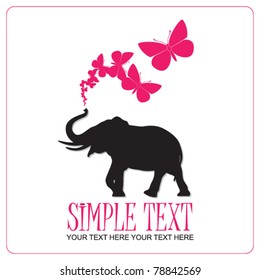 Abstract vector illustration with elephant and butterflies.