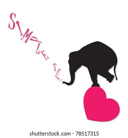 Abstract vector illustration with elephant and hearts. Place for your text.