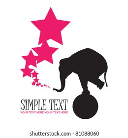 Abstract vector illustration with elephant and stars. Place for your text.