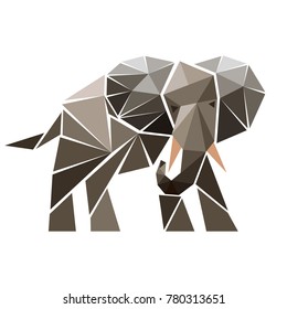 Abstract vector illustration. Elephant in the style of low poly. Polygonal animal