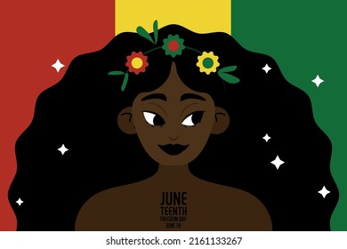 Abstract vector illustration of the eleventh day of freedom, illustration of a beautiful african woman.