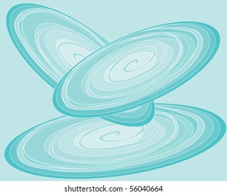 abstract vector illustration of elliptical shapes in shades of aqua blue for use as background