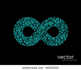 Abstract vector illustration of endless sign on black background. 