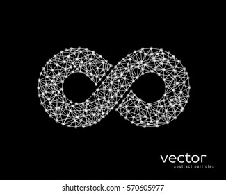 Abstract vector illustration of endless sign on black background. 