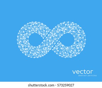 Abstract vector illustration of endless sign on blue background. 