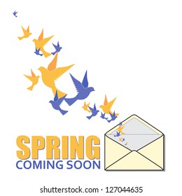Abstract vector illustration of envelope  and birds.