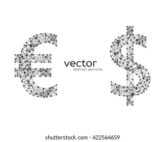 Abstract vector illustration of euro and dollar sign on white background