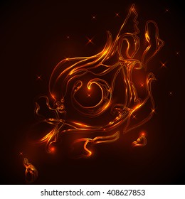 Abstract vector illustration of eyes on fire. 