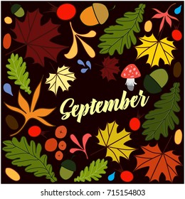 Abstract Vector Illustration with Falling Autumn Leaves
