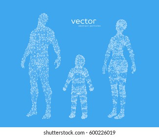 Abstract vector illustration of family looking up.