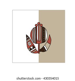 Abstract vector illustration with a fantasy flower with folk elements.